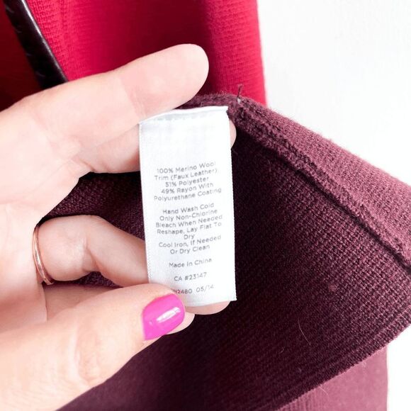 Talbots Women Cardigan Sweater Open Front  Merino Two Tone Red Small - Picture 6 of 7